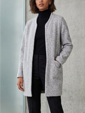 Zara Light Gray Open-Front Knit Cardigan Coat